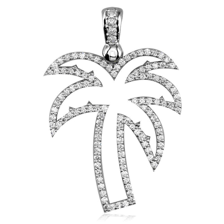 Open Diamond Palm Tree Pendant, 1.51CT