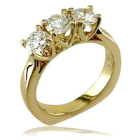 Complete 3 Stone Round Diamonds Anniversary Ring, 1.75CT in 14k Yellow Gold
