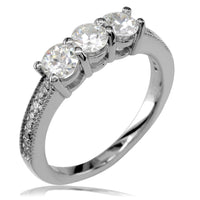 3 Stone Diamond Ring with Diamond Sides E/W-Z4174
