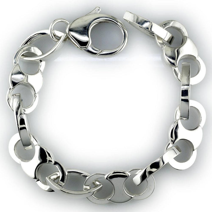 Mens Jumbo Cuff Link Bracelet with Marquise Connectors in Sterling Silver