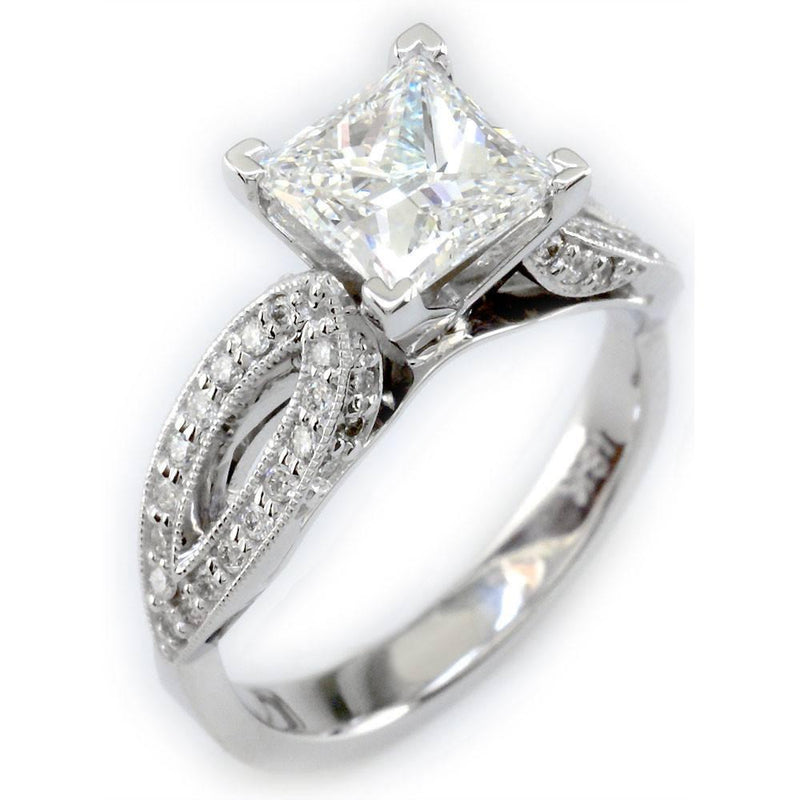 Diamond Engagement Ring Setting in 18K White Gold, 0.46CT