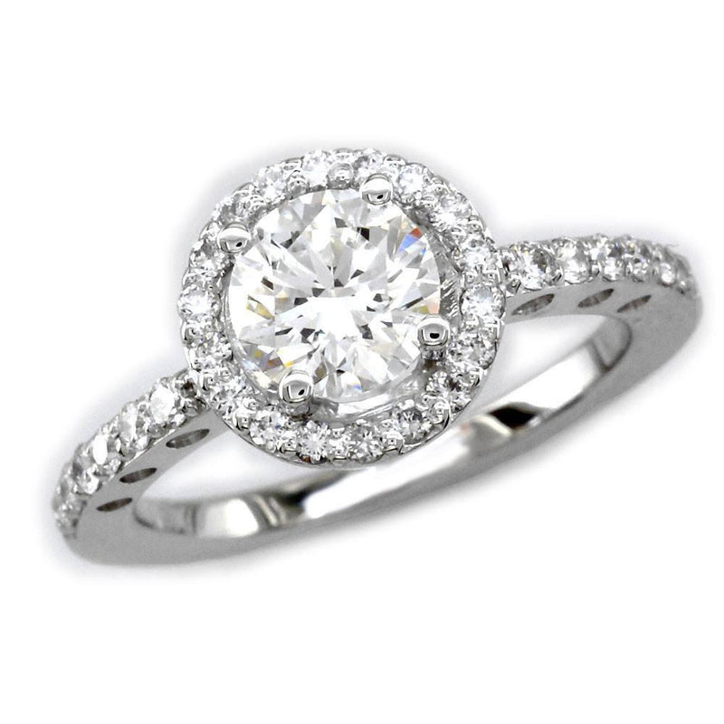 Diamond Halo Engagement Ring Setting in 18k White Gold, 0.30CT