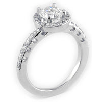 Diamond Halo Engagement Ring Setting in 18k White Gold, 0.30CT