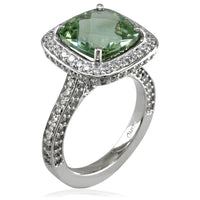 Green Quartz and Diamond Ring in 18K