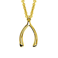 Wishbone Charm and Chain in 14K Yellow Gold