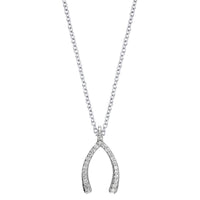Wishbone Pendant and Chain in Sterling Silver and Cubic Zirconia