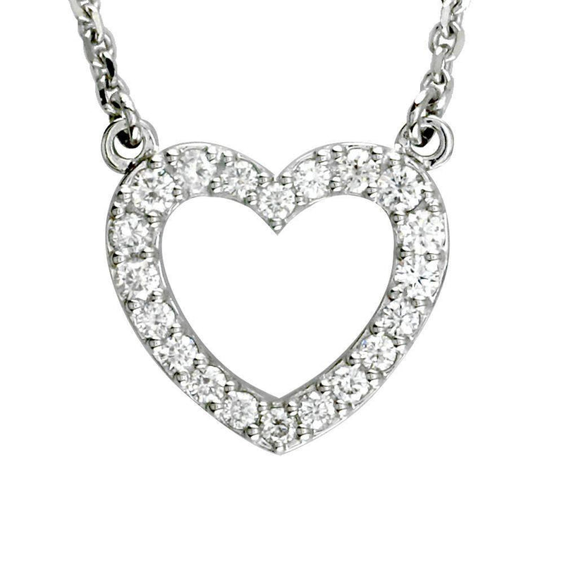Open Diamond Heart Pendant with Chain, 0.65CT