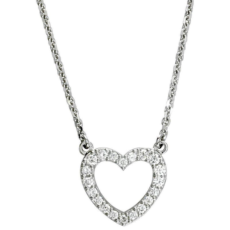 Open Diamond Heart Pendant with Chain, 0.65CT
