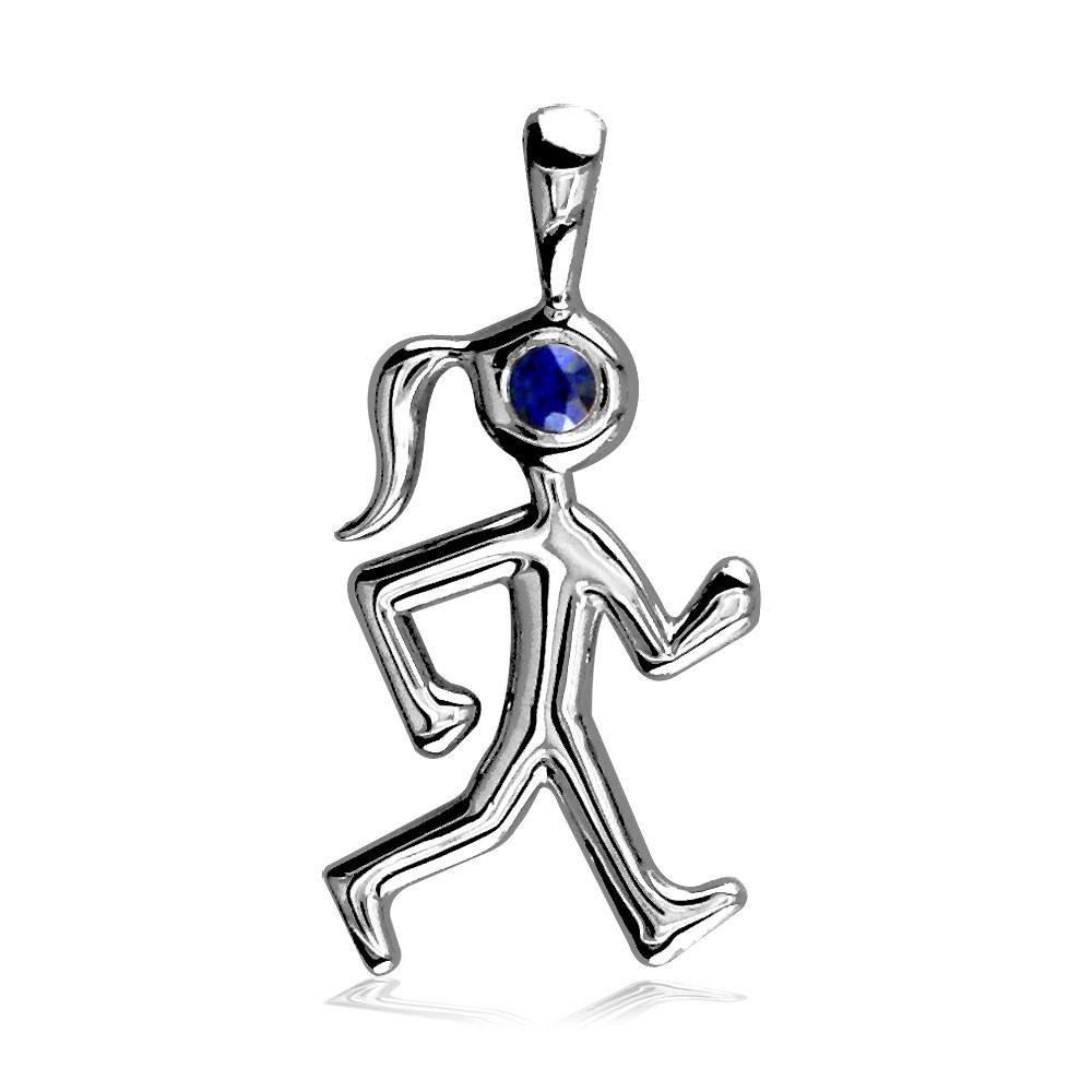Lady Race Walker Charm in Sterling Silver and Semi-precious Stone