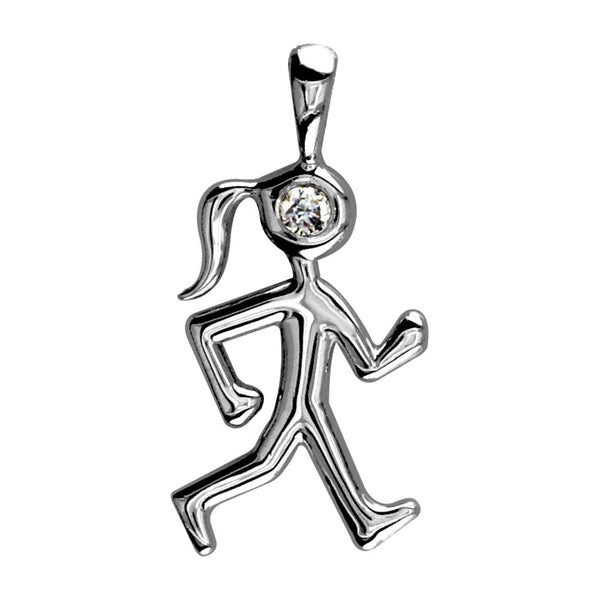 Lady Race Walker Charm in Sterling Silver and Cubic Zirconia