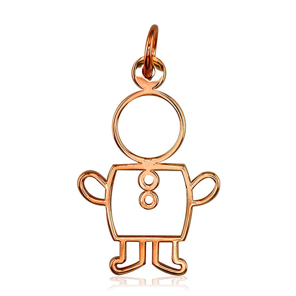 Large Cookie Cutter Boy Charm for Mom, Grandma in 18k Pink Gold