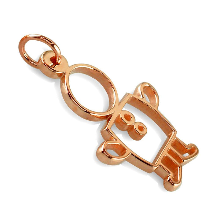Large Cookie Cutter Boy Charm for Mom, Grandma in 18k Pink Gold