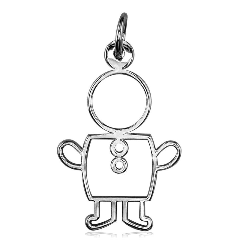 Large Cookie Cutter Boy Charm for Mom, Grandma in 14k White Gold
