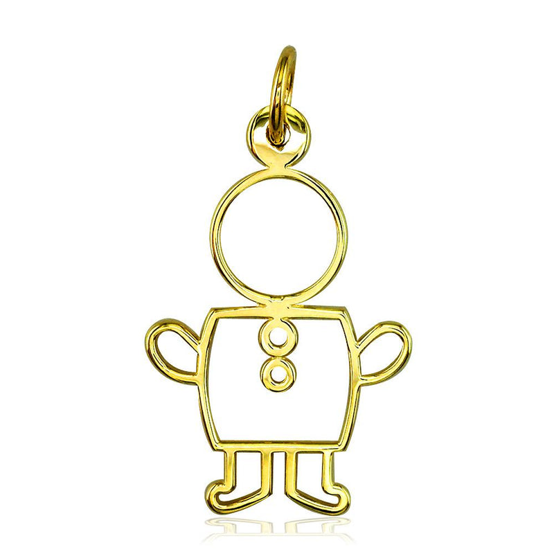 Large Cookie Cutter Boy Charm for Mom, Grandma in 18k Yellow Gold