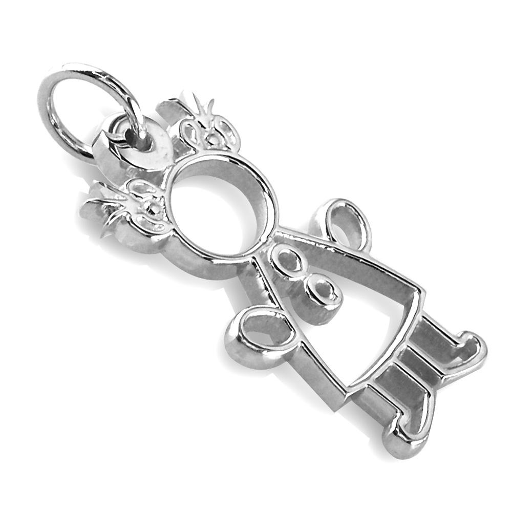 Large Cookie Cutter Girl Charm for Mom, Grandma in 18k White Gold