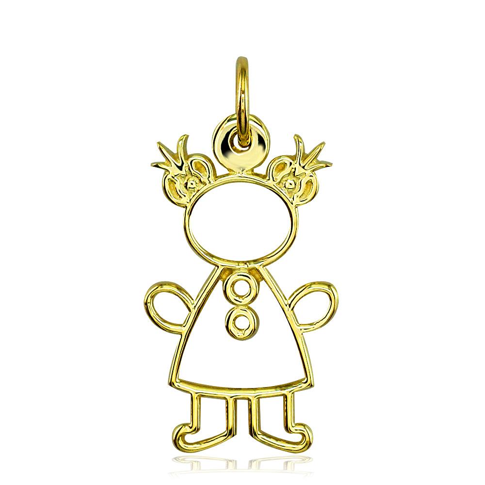 Large Cookie Cutter Girl Charm for Mom, Grandma in 14k Yellow Gold