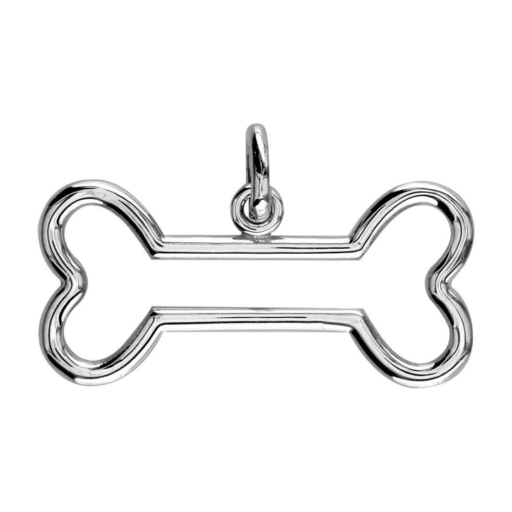 Open Dog Bone Charm in Sterling Silver