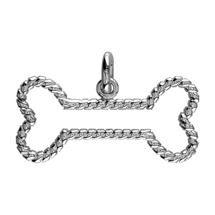 Rope Dog Bone Charm in Sterling Silver