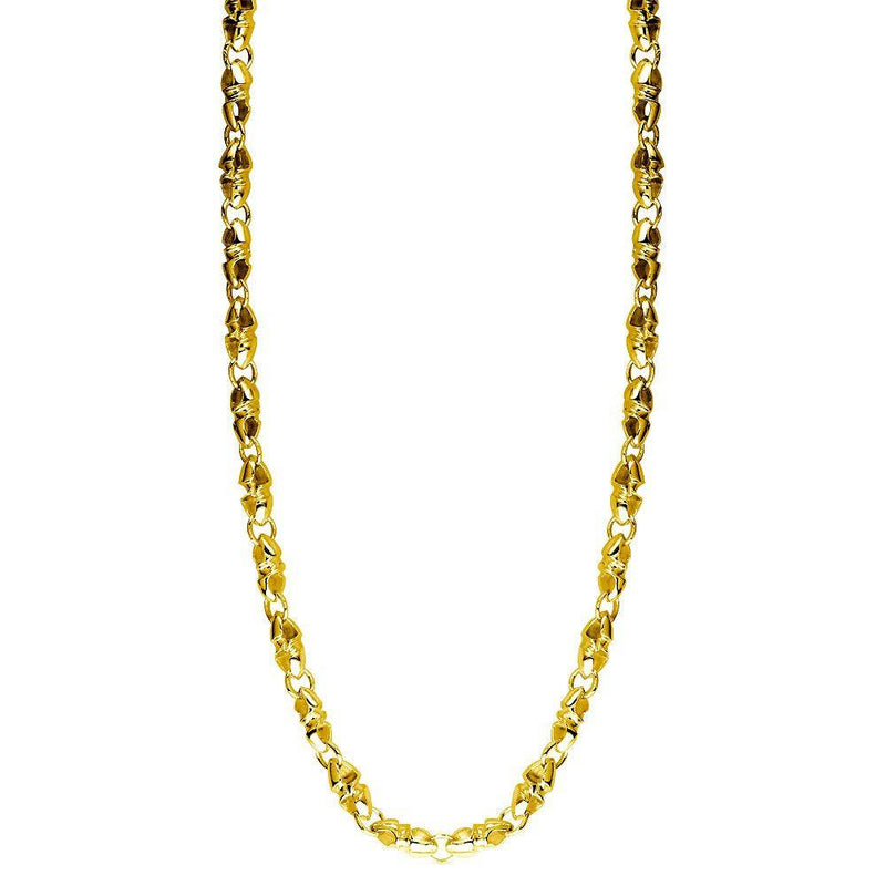 Mens Or Ladies Small Size Link Twisted Bullet 14K Yellow Gold Chain, 22"