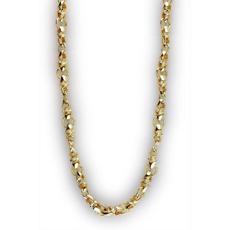 Mens Twisted Bullet Link Chain in 14K, Smallest Links