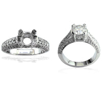 Vintage Style Diamond Engagement Ring Setting, 0.50CT in 18K White Gold