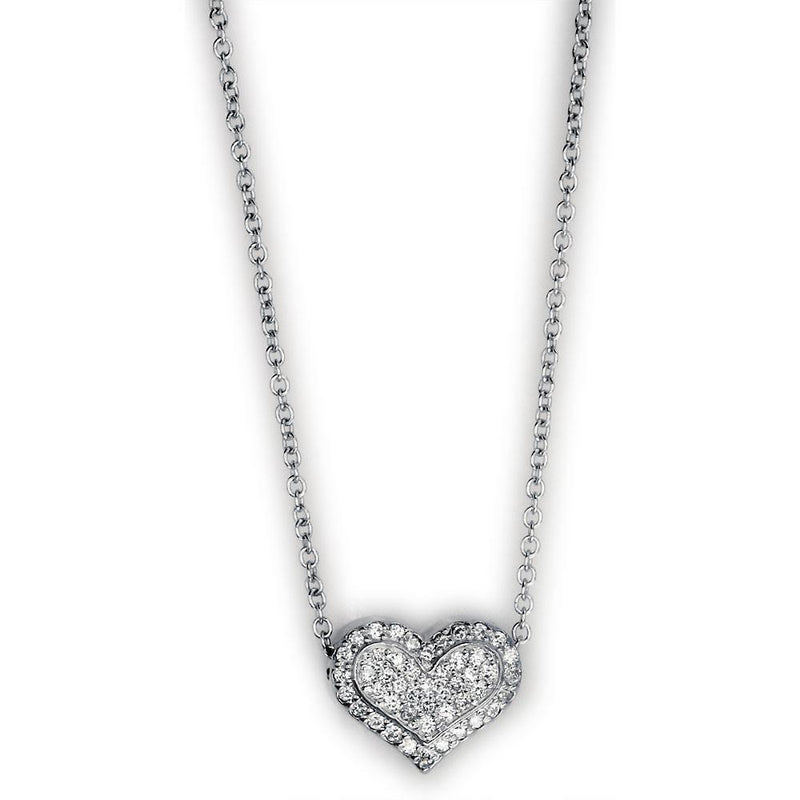 Diamond Heart Pendant with Chain in 18K