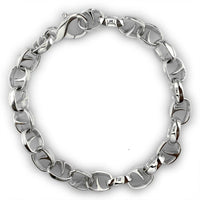 Mens Oval Claw Link Bracelet in Sterling Silver