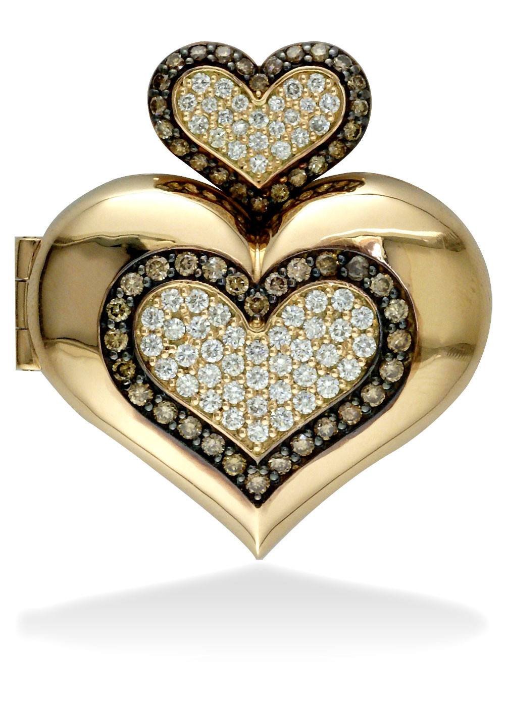 Large Diamond Hearts Locket P-Z4340