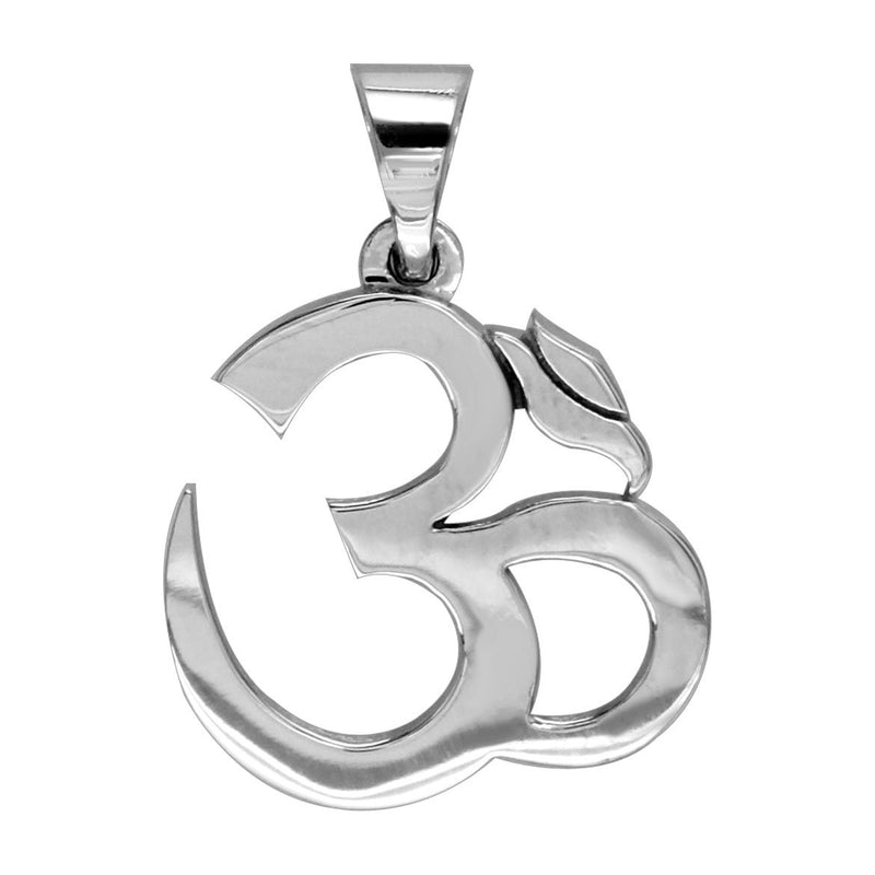 Large Classic Yoga Ohm, Om, Aum Charm in 14k White Gold