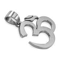 Large Classic Yoga Ohm, Om, Aum Charm in 14k White Gold