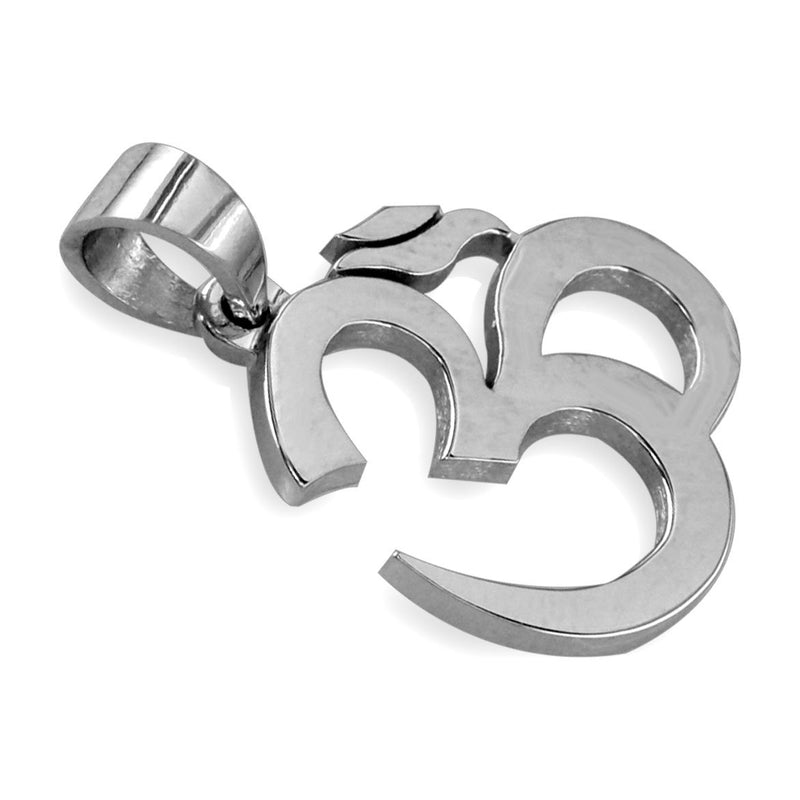 Large Classic Yoga Ohm, Om, Aum Charm in Sterling Silver