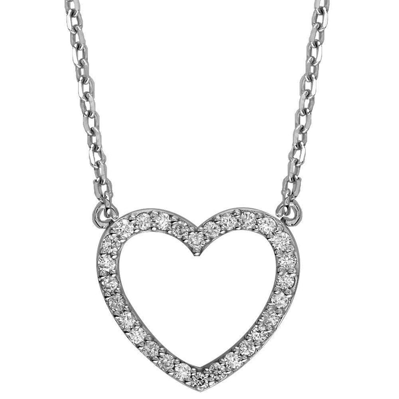 Large Open Diamond Heart Pendant with Chain, 1.00CT