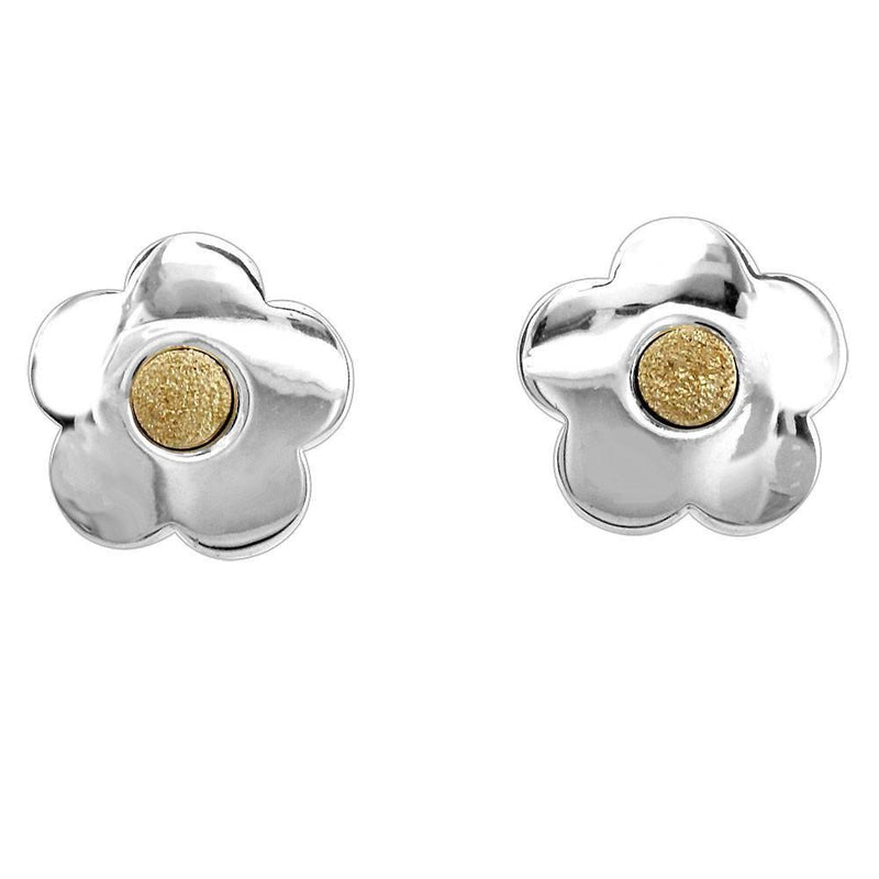 Silver and Gold Daisy Flower Earrings