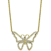 Diamond Butterfly Necklace in 14K Yellow Gold, 0.75CT