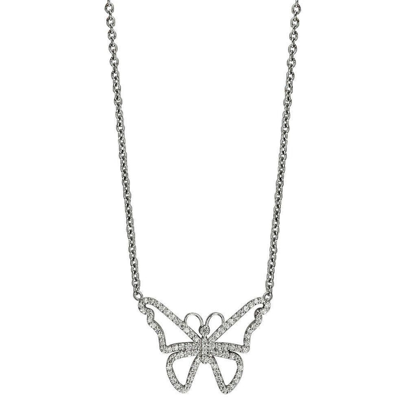 Small Diamond Butterfly Pendant and Chain, 0.25CT