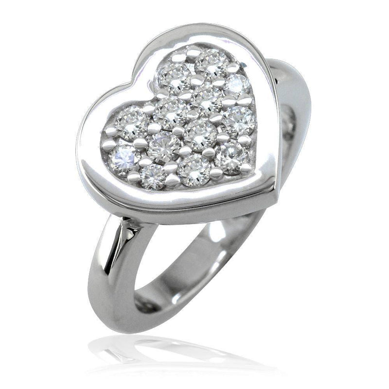 Diamond Heart Ring, 12mm in 14K White Gold, 0.45CT