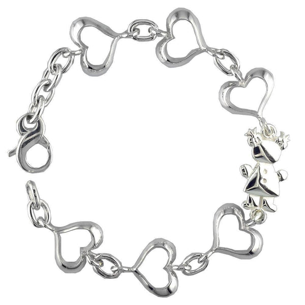 Small Belly Kids Sziro Girl and Hearts Sterling Silver Bracelet