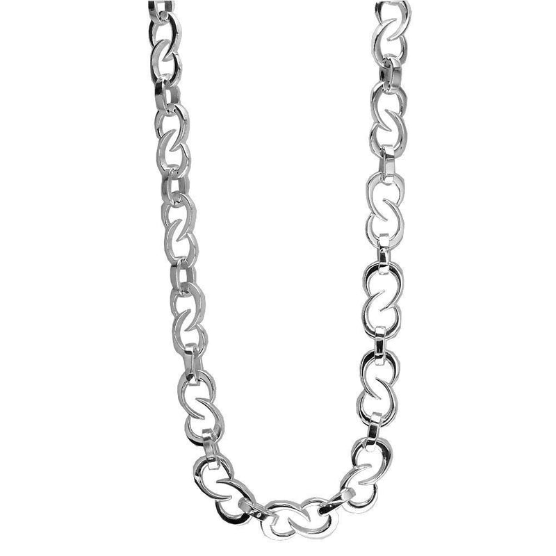 Mens Tribal Link Sterling Silver Chain, 22"