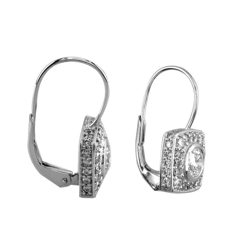 Square Shape Hanging Diamond Earrings in 18K White Gold