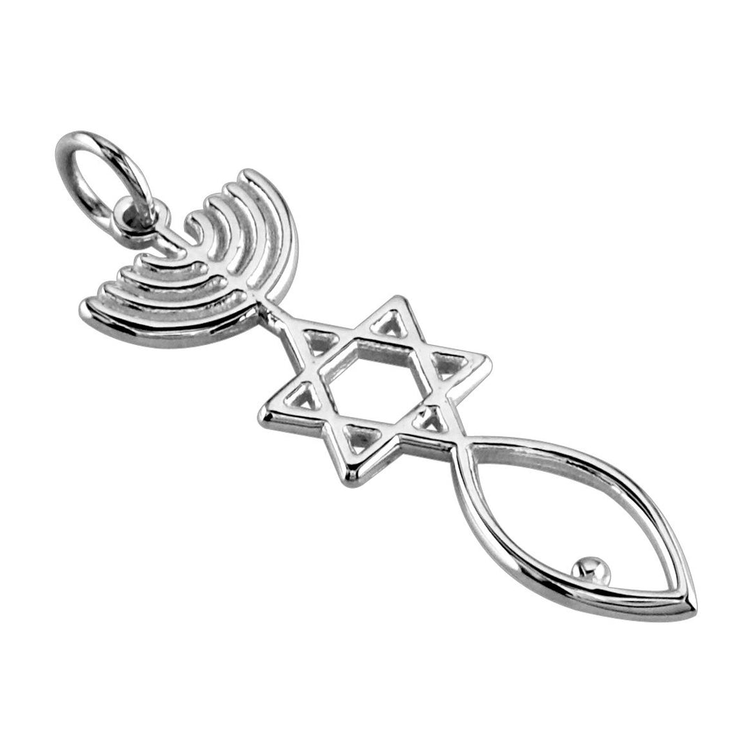Messianic Seal Jewelry Charm in 14K White Gold