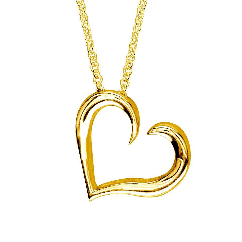 Wave Heart in 14K Yellow Gold with Chain
