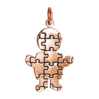 Large Autism Awareness Puzzle Boy Charm in 18K Pink Gold