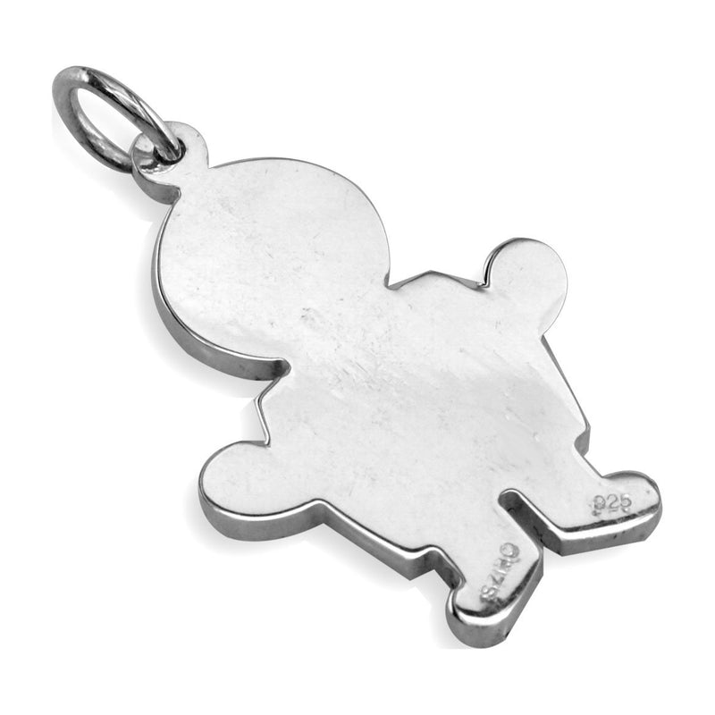 Large Autism Awareness Puzzle Boy Charm in Sterling Silver