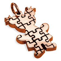 Large Autism Awareness Puzzle Girl Charm in 14K Pink Gold