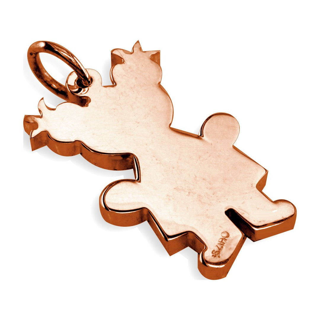 Large Autism Awareness Puzzle Girl Charm in 18K Pink Gold