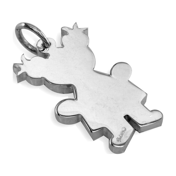 Large Autism Awareness Puzzle Girl Charm in 18K White Gold