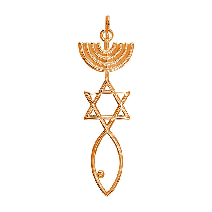 Large Size Messianic Seal Jewelry Charm in 14K Pink Gold