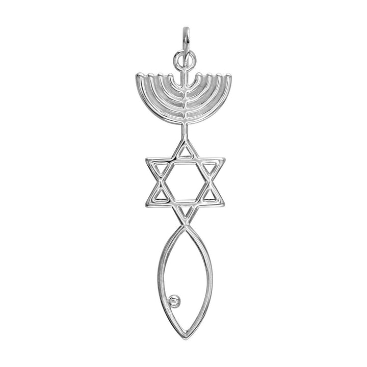 Large Size Messianic Seal Jewelry Charm in 18K white gold