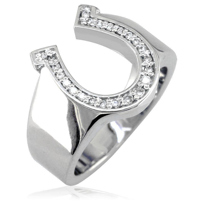 Horseshoe Ring 0.20 CT Diamonds in 14K White Gold