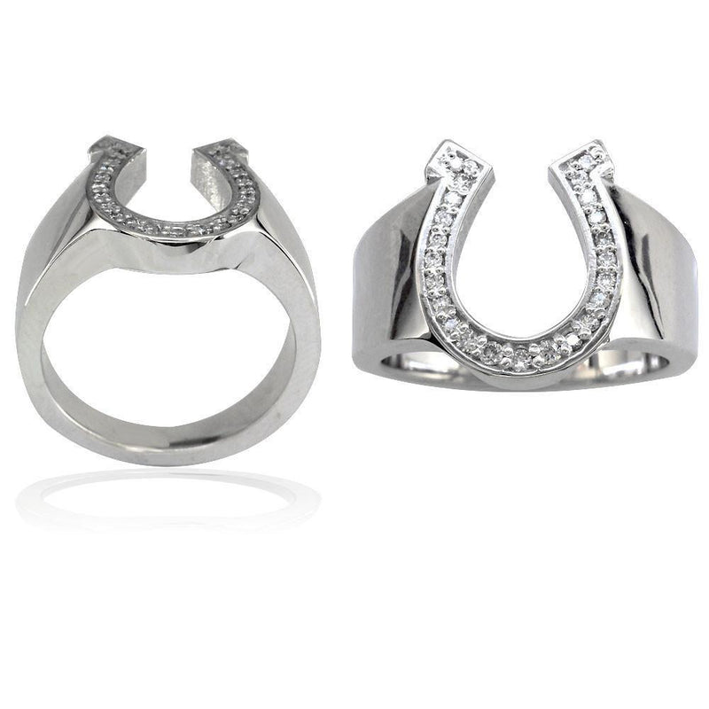Horseshoe Ring 0.20 CT Diamonds in 14K White Gold